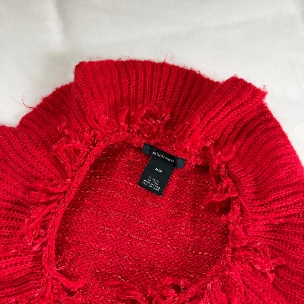 red‎ ruffle fairy duster cardigan  Y2K alison sheri red knit ruffle cardigan - Picture 6 of 8